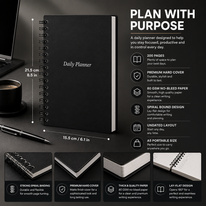 Daily Planner Undated - Power Black Edition