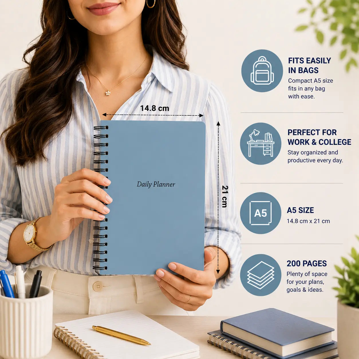 Daily Planner Undated - Serenity Blue Edition