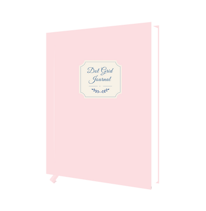 Blush Pink dot grid journal, A5 hardbound notebook, 3D view