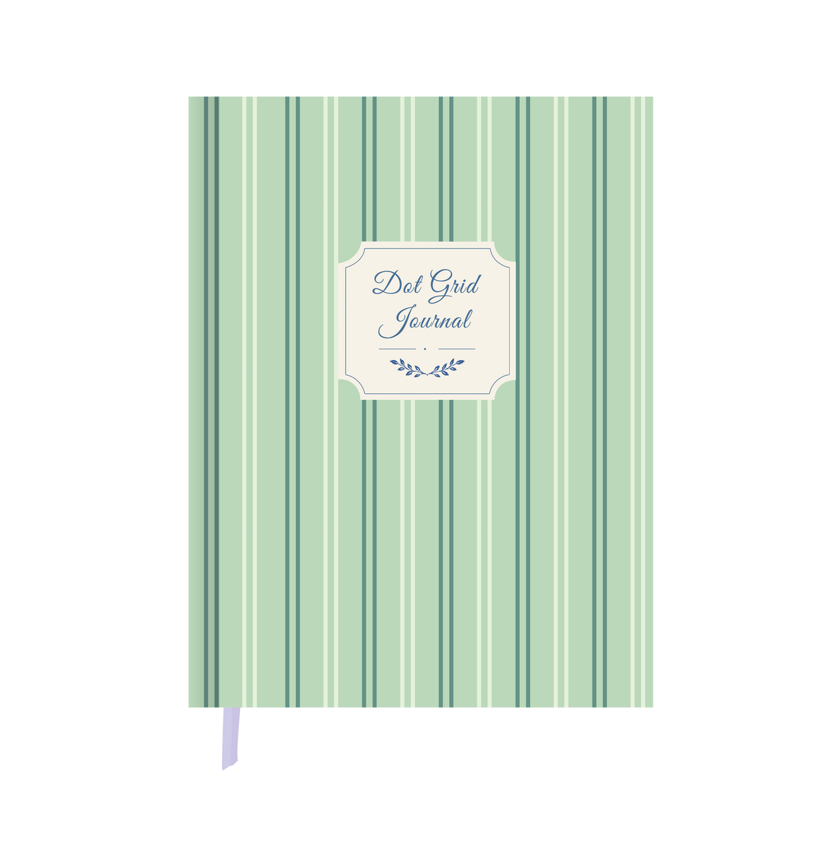 Sage Stripe dot grid journal, A5 hardbound notebook, front cover