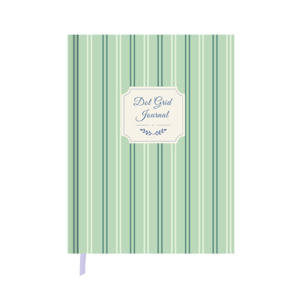 Sage Stripe dot grid journal, A5 hardbound notebook, front cover