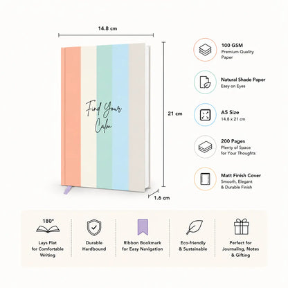 Hardbound Notebook - Plain/Unruled - Find Your Calm