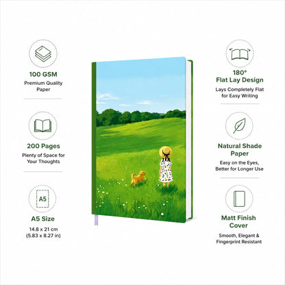 Hardbound Notebook - Plain/Unruled - Meadow