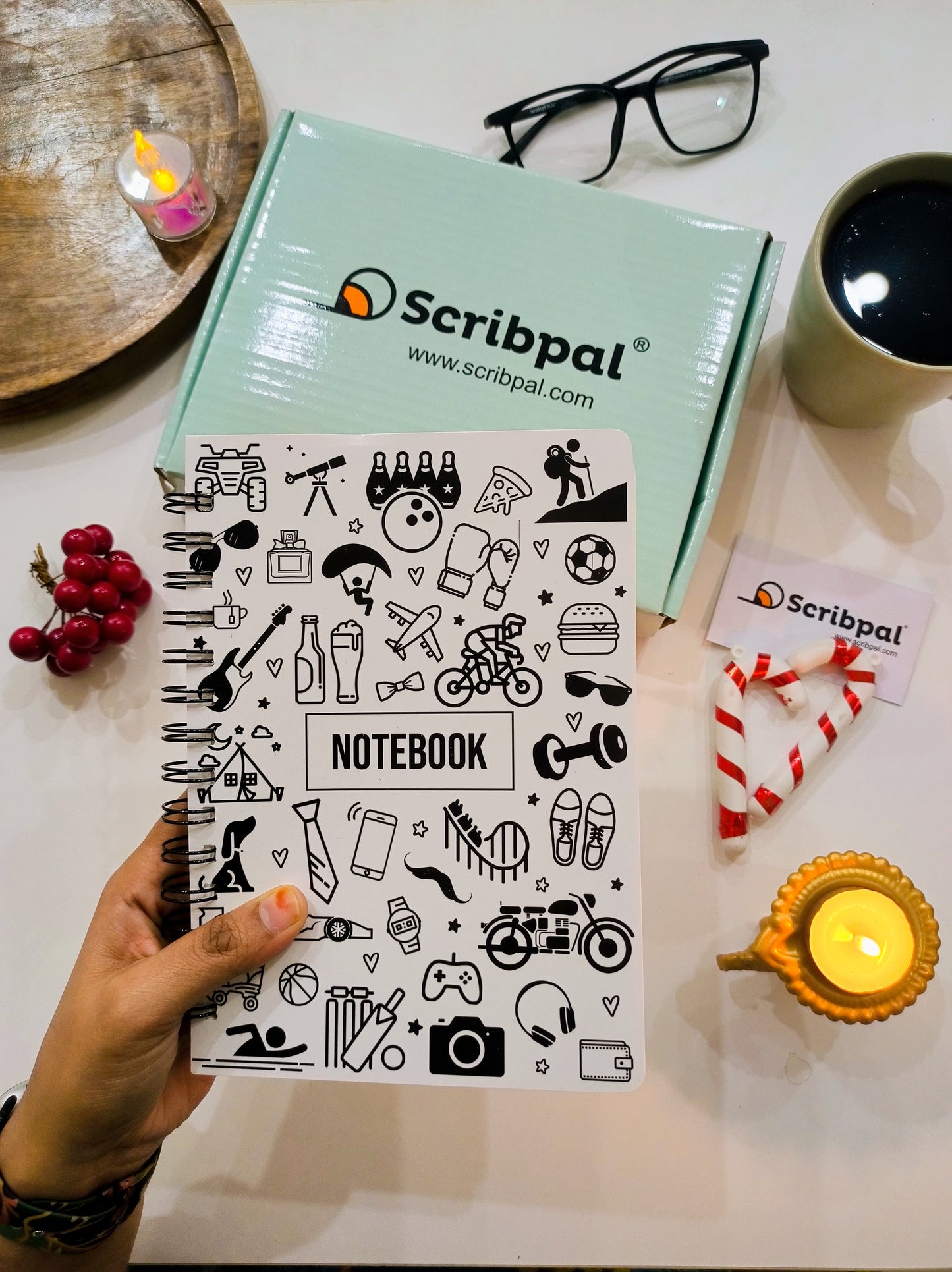 Spiral Notebook Unruled - Doodle White