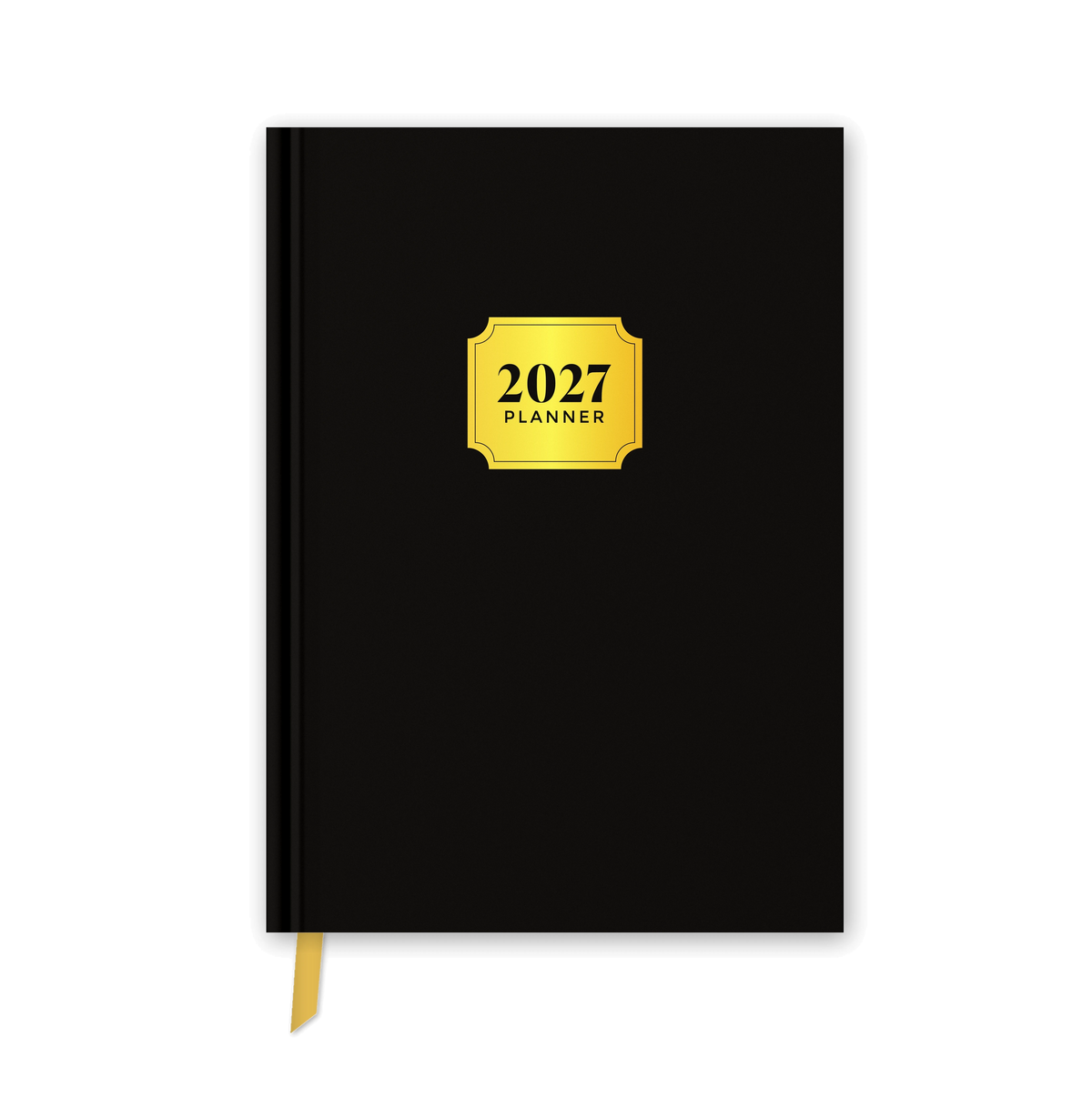 2027 daily planner diary, Classic Black A5 hardbound cover, front