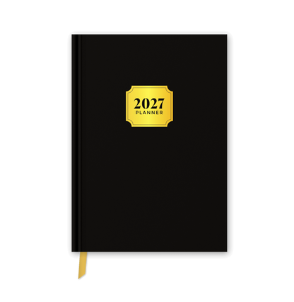 2027 daily planner diary, Classic Black A5 hardbound cover, front