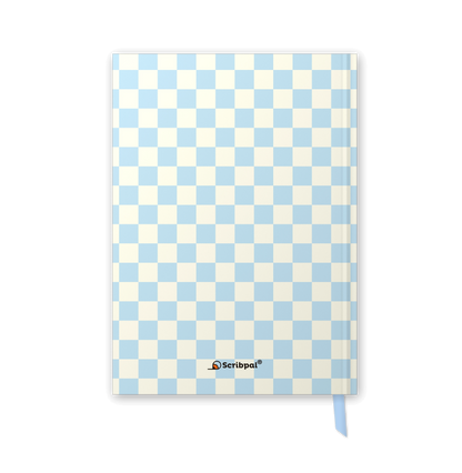 2027 daily planner diary, Powder Blue Check A5 hardbound cover, back