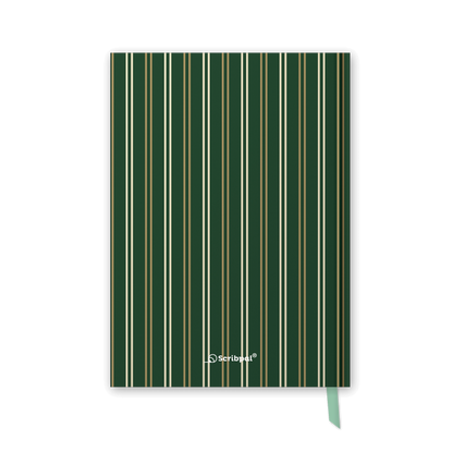 2027 daily planner diary, Forest Green Gold Stripe A5 hardbound cover, back