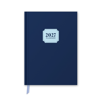 2027 daily planner diary, Navy Blue A5 hardbound cover, front