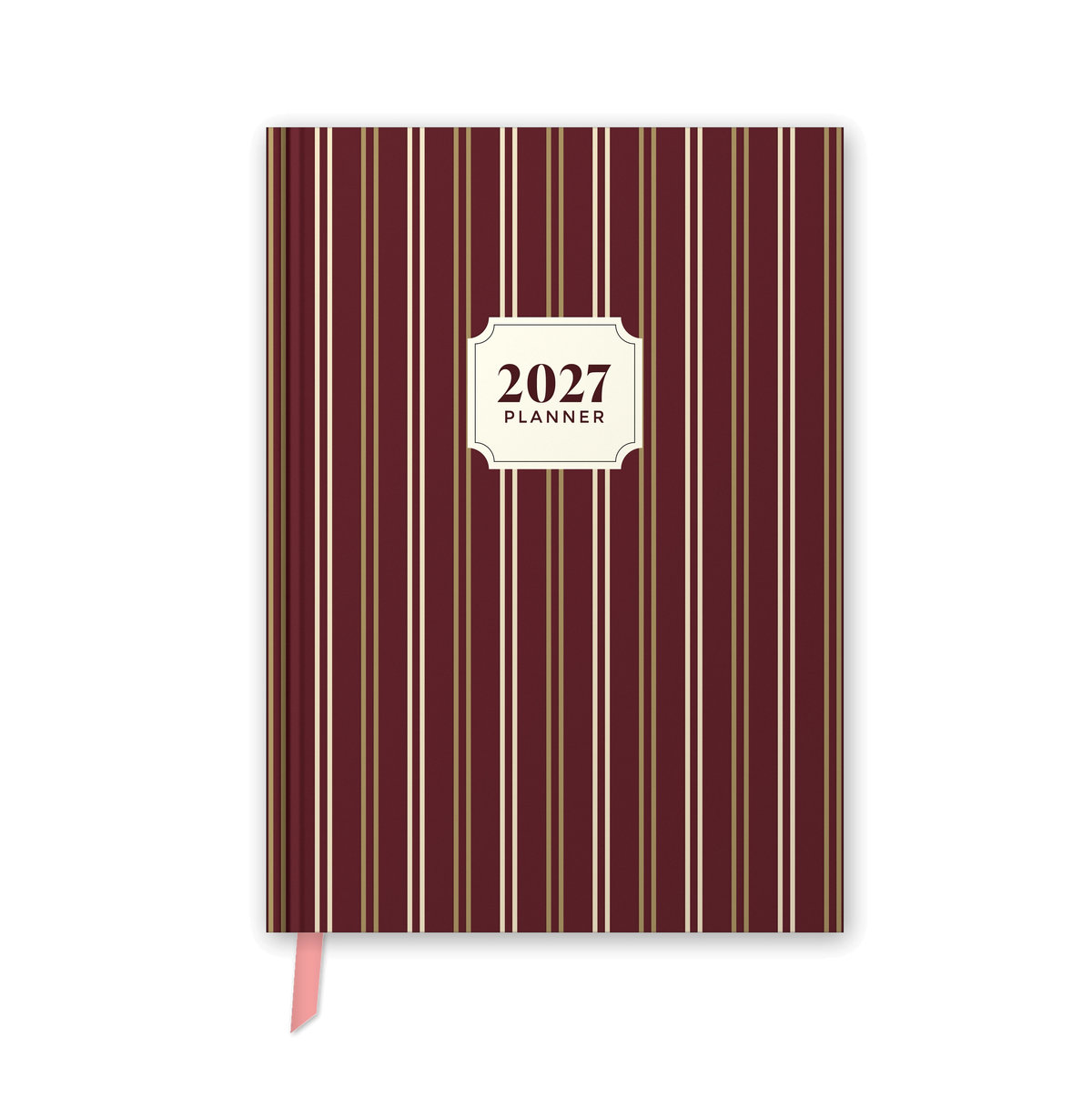2027 daily planner diary, Red Stripe A5 hardbound cover, front