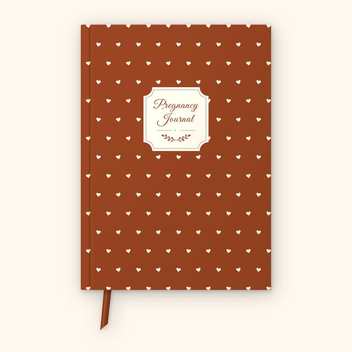 Pregnancy journal, Copper Brown cover with cream hearts, front