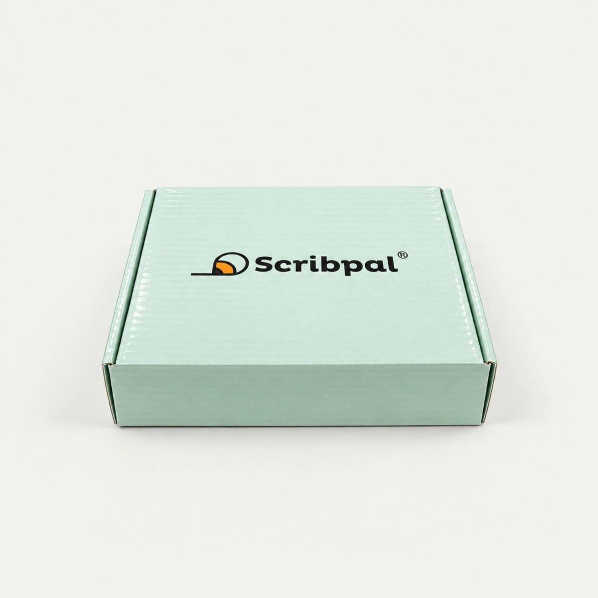 Scribpal gift box packaging in mint green, closed