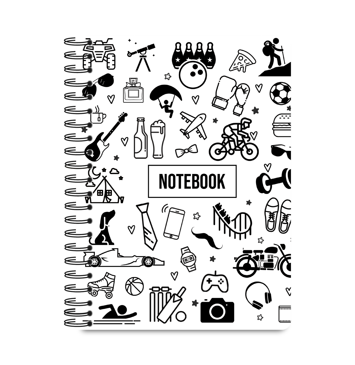 Spiral Notebook Unruled - Doodle White