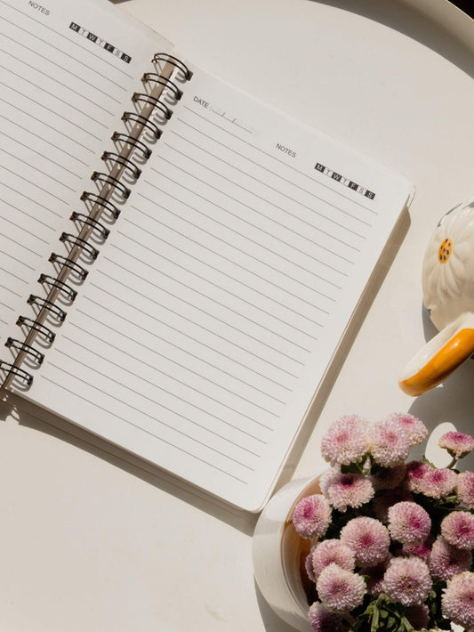 Spiral Notebook Ruled - Doodle White